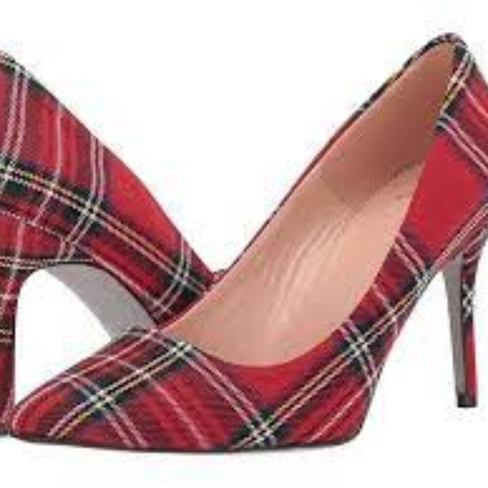 NEW J. Crew Elsie TARTAN Pumps Heels Red Holiday GINGHAM Tartan Plaid CHRISTMAS